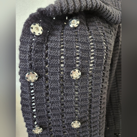 Apt. 9 Black Crochet Double-Breasted Sweater Coat - Picture 6 of 10